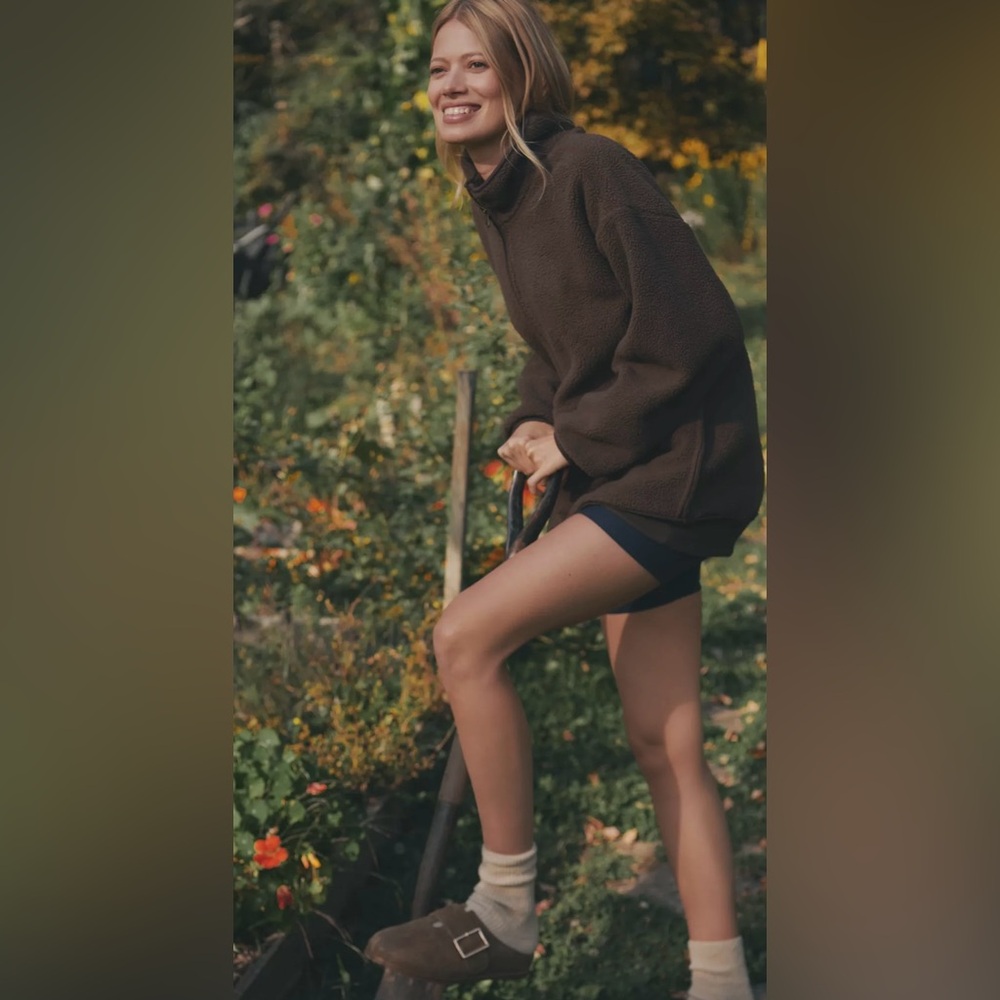 ANTHROPOLOGIE Chocolate Pilcro Half-Zip Pullover Sweatshirt - Picture 2 of 13